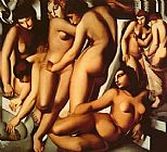 Tamara De Lempicka Famous Paintings - Women at the Bath